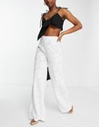 Club L London Lace High Waisted Wide Leg Pants In White