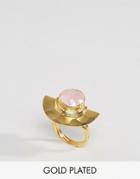 Ottoman Hands Stone And Crescent Disco Ring - Gold