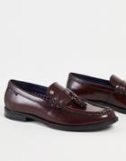 Ben Sherman Leather Tassel Loafers In Burgundy-red