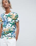 Weekday T-shirt In White With Tropical Print - Multi