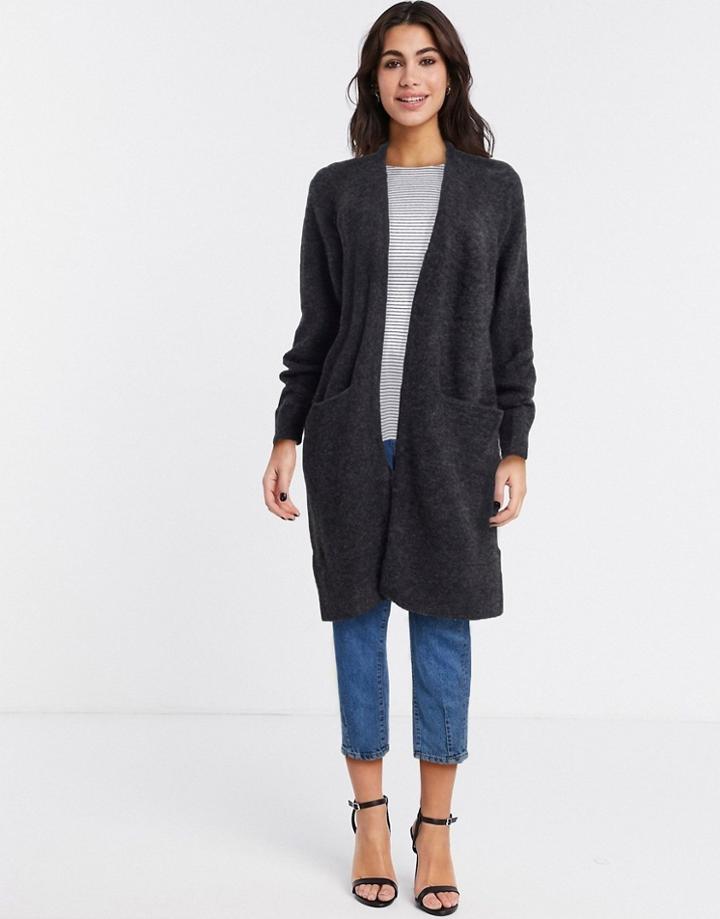 Selected Anna Long Sleeve Knit Cardigan In Gray-grey