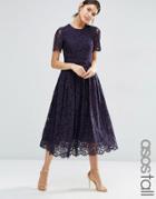 Asos Tall Lace Crop Top Midi Prom Dress - Navy