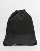 Asos Drawstring Backpack In Black With Snakeskin Effect - Black