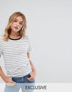 Monki Stripe Boyfriend T-shirt - White
