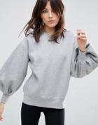 Asos White Balloon Sleeve Sweater - Gray