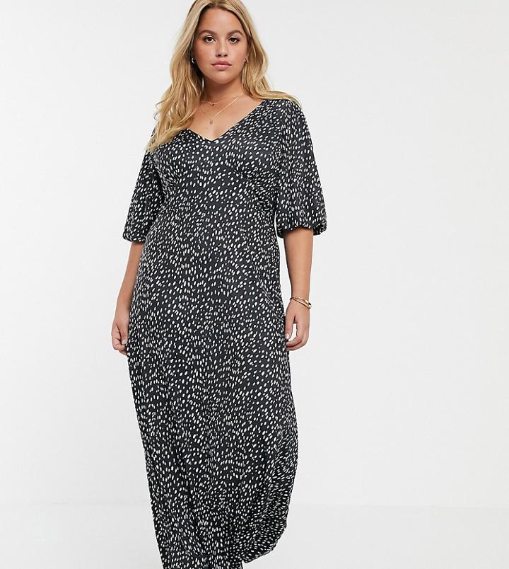 Asos Design Curve Slinky Tea Maxi Dress In Polka Dot