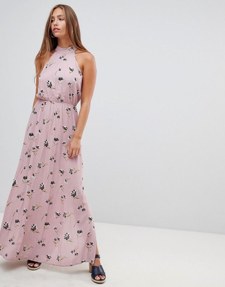 Gilli High Neck Sleeveless Floral Maxi Dress - Purple