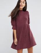 Asos Smock Dress In Textured Fabric - Red