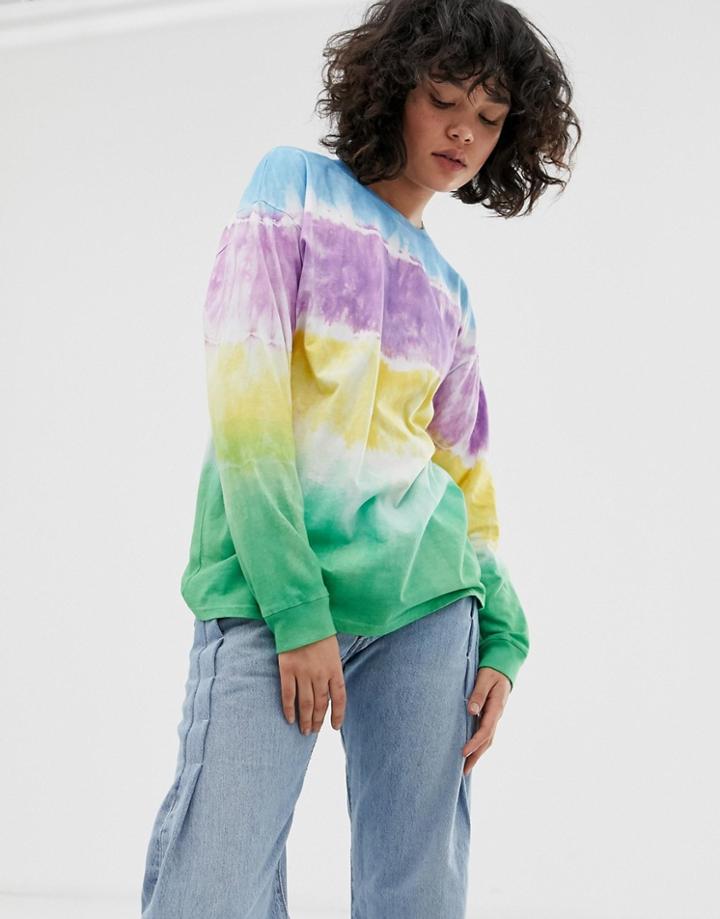 Asos Design Relaxed Long Sleeve T-shirt In Tie Dye-multi