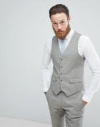 Harry Brown Taupe Textured Stretch Skinny Fit Wedding Suit Vest - Multi
