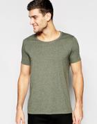 Asos T-shirt With Scoop Neck In Dark Green Marl - Forest Night Marl
