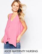 Asos Maternity Nursing Woven Tank With Overlay - Purple