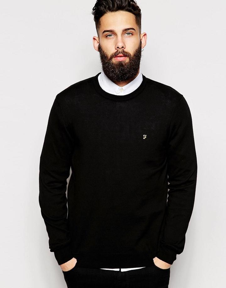 Farah Sweater In Merino Wool Crew Neck - Black