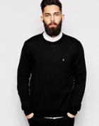 Farah Sweater In Merino Wool Crew Neck - Black