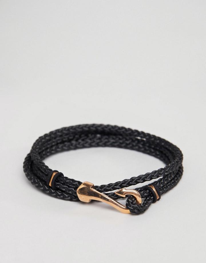 Seven London Woven Wrap Bracelet In Black - Black