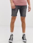 Jack & Jones Denim Shorts In Washed Black - Black