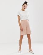 Asos Design City Shorts With Pintuck Detail-pink