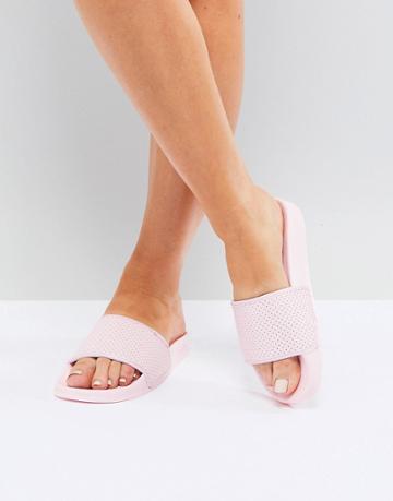 Slydes Pink Perforated Slider Sandal - Pink