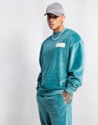 Asos Dark Future Oversized Sweatshirt In Velour With Ribbed Panels In Sagebrush Green - Part Of A Set