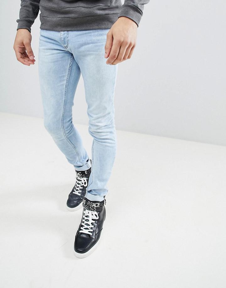 Versace Jeans Muscle Fit In Lightwash Blue - Blue