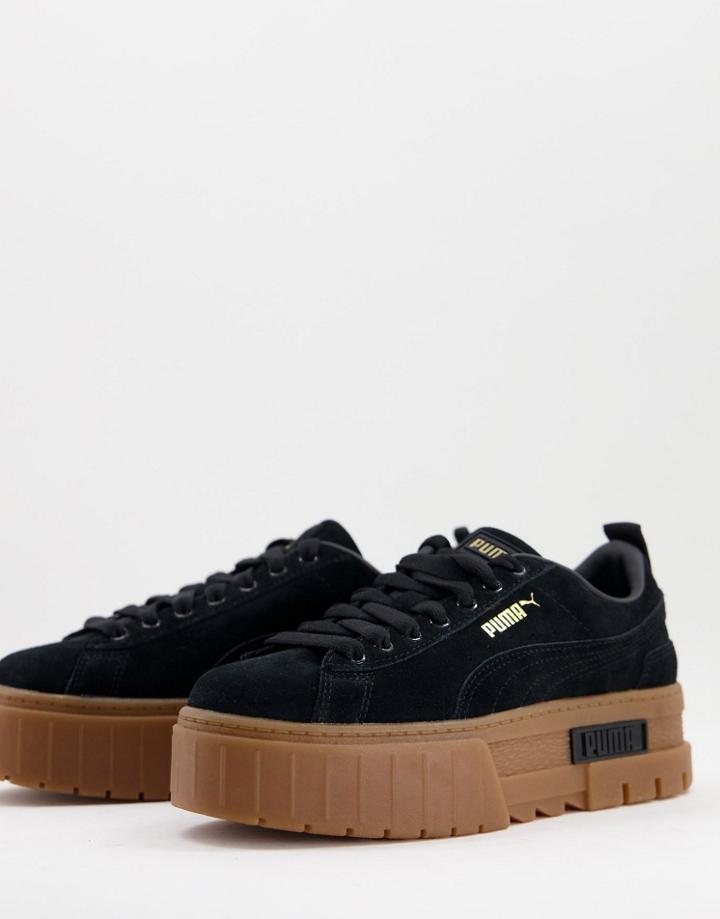 Puma Mayze Gum Sole Platform Sneakers In Black