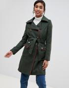 Brave Soul Double Breasted Coat - Green