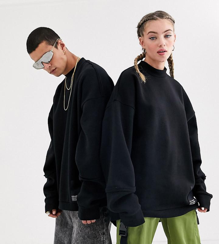 Collusion Unisex Cocoon Sweatshirt In Black