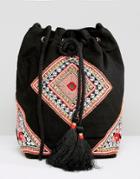 Reclaimed Vintage Beaded Tassel Bag - Black