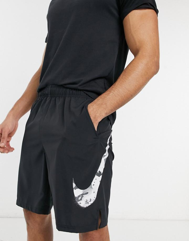 Nike Training Camo Swoosh Shorts In Black