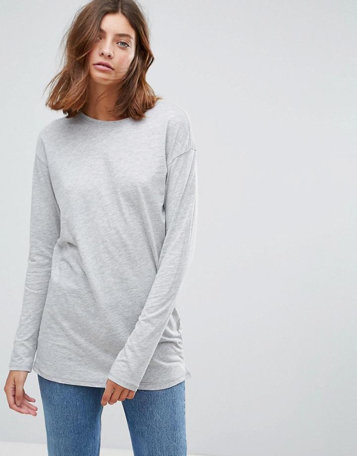 Asos Oversized Longline T-shirt - Gray