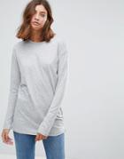 Asos Oversized Longline T-shirt - Gray