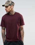 Asos T-shirt In Boxy Cropped Fit In Oxblood - Oxblood