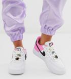 Nike White Pink And Black Basketball Badge Air Force 1 '07 Sneakers