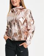 Nike Air Running Foil Printed Jacket In Rose Gold-pink