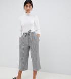 Asos Design Petite Tie Waist Culottes In Houndstooth - Multi