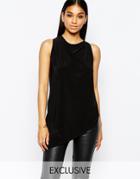 Club L Slinky Twist Back Top With Crystal - Black