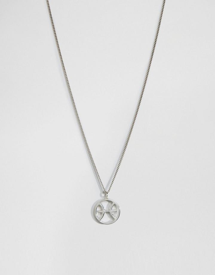 Fashionology Sterling Silver Pisces Zodiac Necklace - Silver