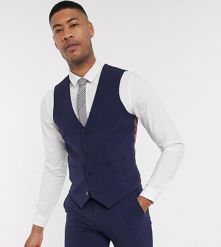 Asos Design Tall Super Skinny Suit Vest In Four Way Stretch In Navy