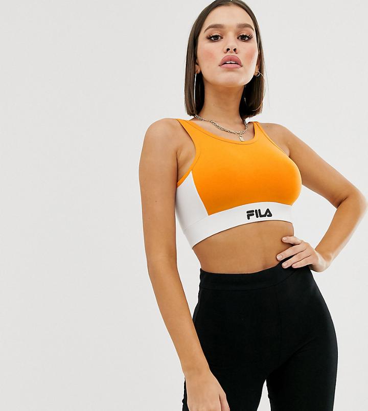 Fila Cami Crop Top In Color Block - Orange