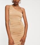 Missguided Tall Slinky One Shoulder Dress In Sand-neutral