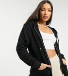 Asos Design Tall Ultimate Organic Cotton Zip Through Hoodie In Black