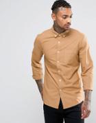 Asos Skinny Oxford Shirt In Camel - Tan