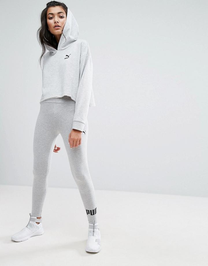 Puma Logo Leggings In Gray - Gray