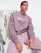 Asos Design Oversized Sweatshirt In Purple With Berlin City Print