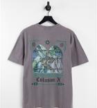 Collusion T-shirt With Stained Glass Back Print In Pique Stone - Part Of A Set-neutral