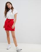 Brave Soul Juli Tie Waist Skirt-red