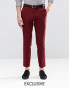 Only & Sons Skinny Suit Pants With Stretch - Burgundy