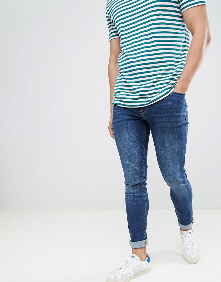 Asos Design Skinny Jeans In Dark Blue Wash