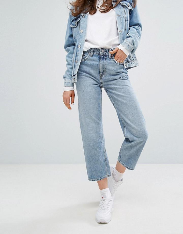 Weekday Voyage Mid Rise Crop Mom Jeans - Blue