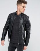 Blend Faux Leather Jacket - Black